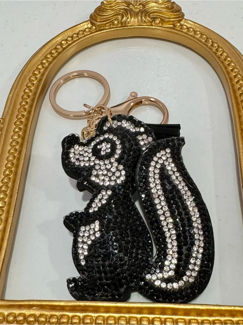 New Black Crystal Skunk  Keychain